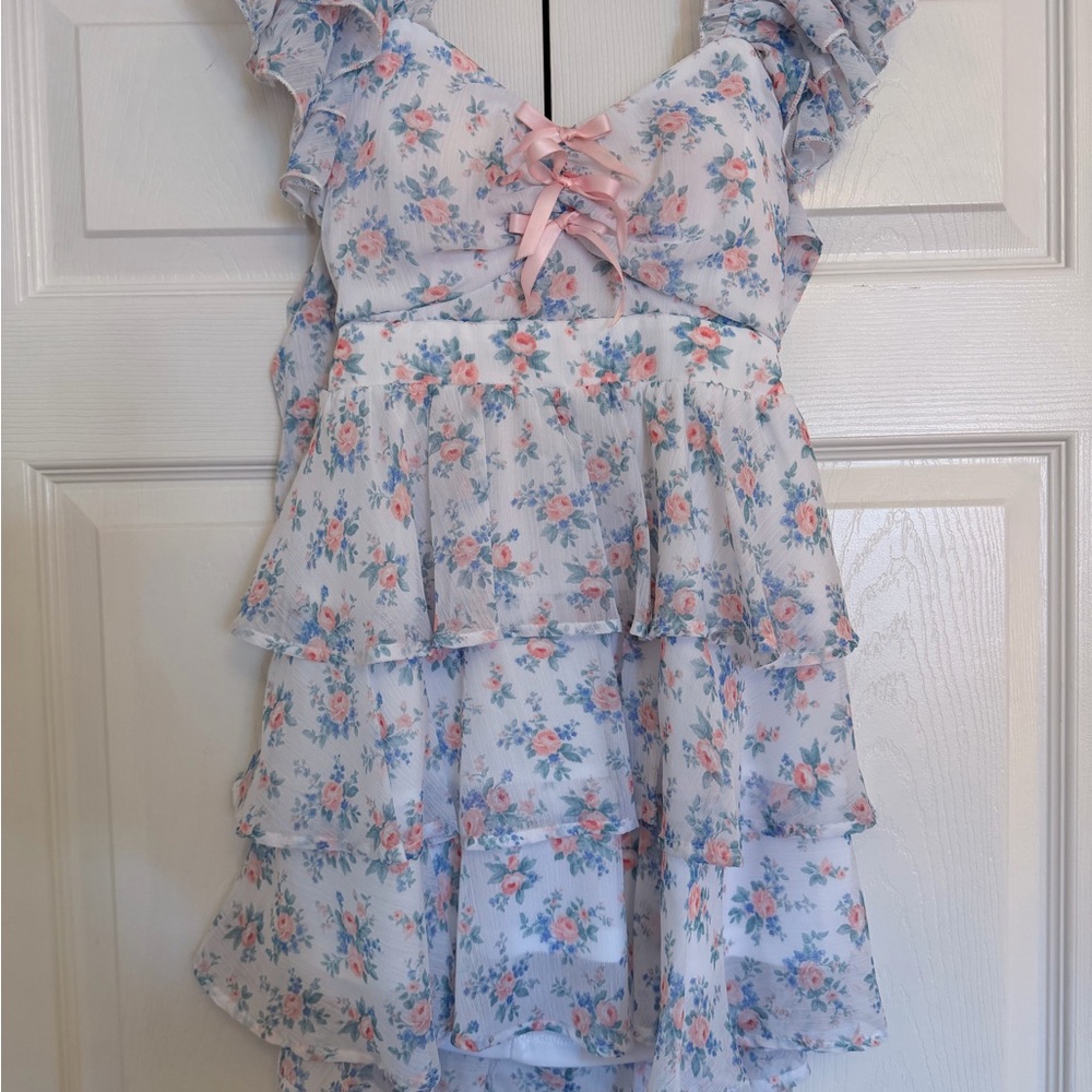Altar'd State Floral Mini Dress - Pink and Blue